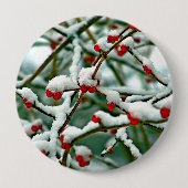 Badge Rond 10 Cm Berries rouges dans la neige (2025) (Devant)