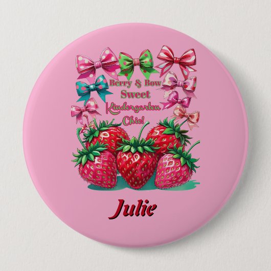 Badge Rond 10 Cm Berry Bow Sweet Kindergarten Chic (Devant)
