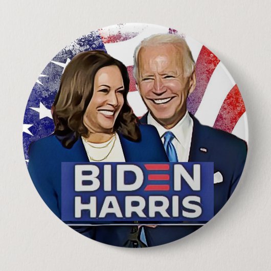 Badge Rond 10 Cm Biden et Harris 2020 élection présidentielle (Devant)