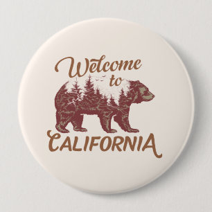 Badge Rond 10 Cm Bienvenue à California Bear Forest