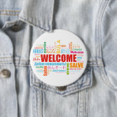 Badge Rond 10 Cm Bienvenue dans différentes langues (En situation)