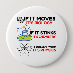 BADGE ROND 10 CM BIOLOGIE SCIENTIFIQUE CHIMIE PHYSIQUE