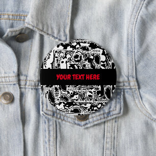 Badge Rond 10 Cm Black and White Geometric Art 25