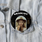 Badge Rond 10 Cm Black Gold Elegant Pin Education Party (En situation)