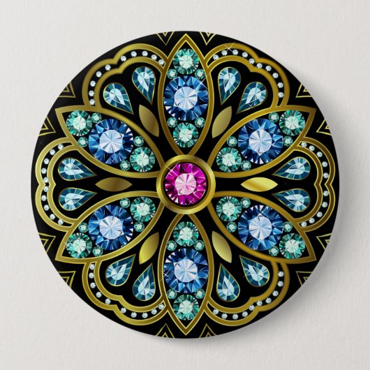 Badge Rond 10 Cm Bling Brooch / Épingle pour la Fête Dames : ) (Devant)