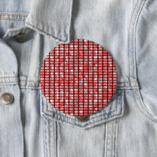 Badge Rond 10 Cm Blocs gris et rouge