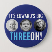 Badge Rond 10 Cm Blue 30th Three OH ! (Devant)
