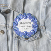 Badge Rond 10 Cm Blue Hydrangea Blooms Fête des mariées personnalis (En situation)