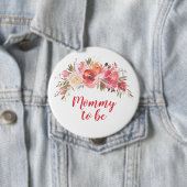 Badge Rond 10 Cm Boho Peach Floral Mommy to be 4" (En situation)