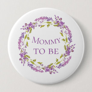 Badge Rond 10 Cm Boho Purple Wreath maman d'être 4"