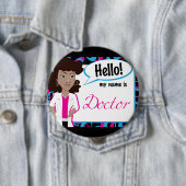 Badge Rond 10 Cm Bonjour étiquette nommée - Dr. Updo (En situation)