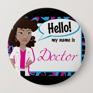 Badge Rond 10 Cm Bonjour étiquette nommée - Dr. Updo