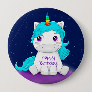 Badge Rond 10 Cm Bonne licorne d'anniversaire