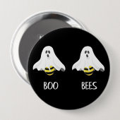 Badge Rond 10 Cm Boo Bees Ghost Humour Halloween (Devant & derrière)