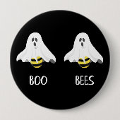 Badge Rond 10 Cm Boo Bees Ghost Humour Halloween (Devant)