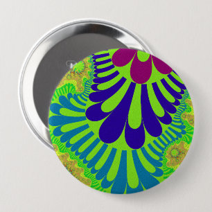 Badge Rond 10 Cm Boucle arc-en-ciel verte