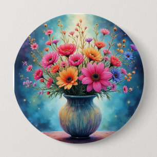 Badge Rond 10 Cm Bouquet de fleurs colorées