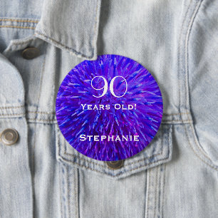 Badge Rond 10 Cm Bouton Abstrait pourpre personnalisé vieux de 90