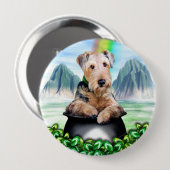 Badge Rond 10 Cm Bouton Airedale Terrier Pot d'or (Devant & derrière)