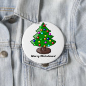 Badge Rond 10 Cm Bouton Arbre de Noël "Joyeux Noël" (En situation)