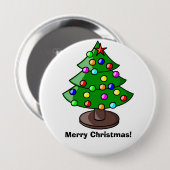 Badge Rond 10 Cm Bouton Arbre de Noël "Joyeux Noël" (Devant & derrière)