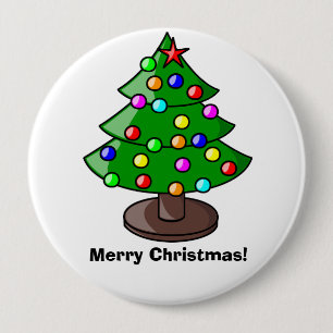 Badge Rond 10 Cm Bouton Arbre de Noël "Joyeux Noël"