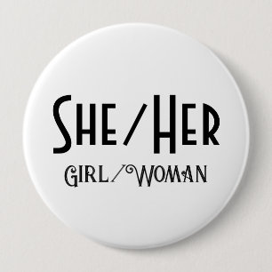 Badge Rond 10 Cm Bouton blanc rond pour la FILLE/LA FEMME