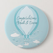 Badge Rond 10 Cm Bouton bleu Baby shower à air chaud (Devant)