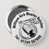 Badge Rond 10 Cm Bouton Boucher maître (Devant & derrière)