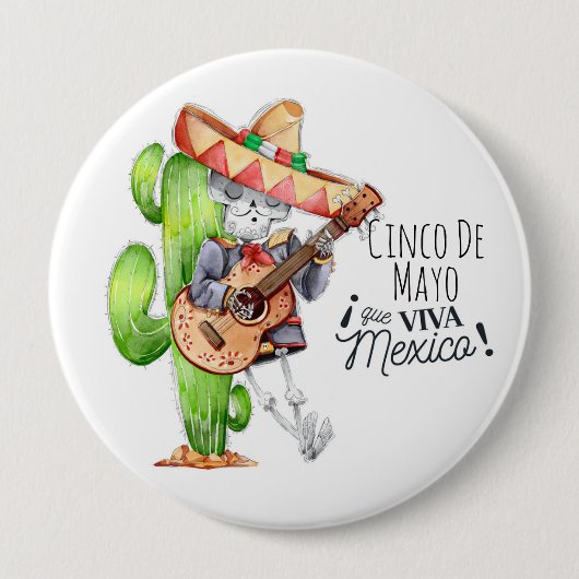Badge Rond 10 Cm Bouton Cinco De Mayo (Devant)