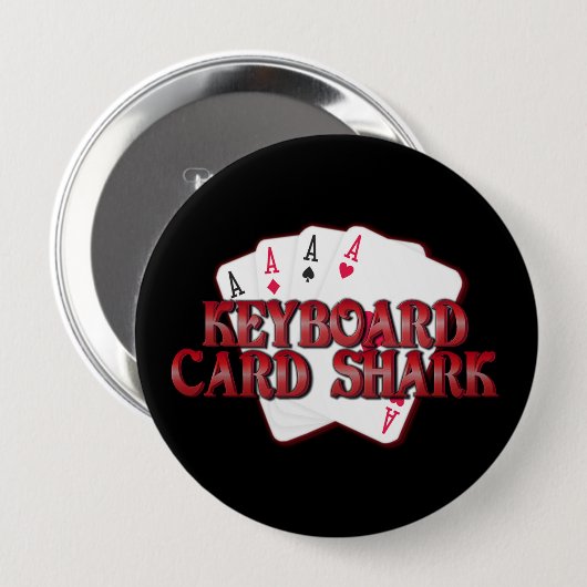 Badge Rond 10 Cm Bouton Clavier Card Shark (Devant & derrière)