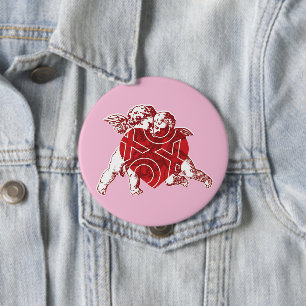 Badge Rond 10 Cm Bouton Coeur ange