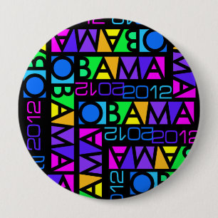 Badge Rond 10 Cm Bouton coloré d'OBAMA 2012, énorme