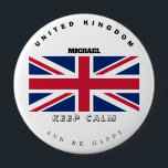 Badge Rond 10 Cm Bouton Conserver le calme et l'drapeau anglais<br><div class="desc">Le beau drapeau d'Angleterre et une citation.</div>