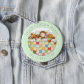 Badge Rond 10 Cm Bouton COSY QUILT ID enfant - Vert (En situation)