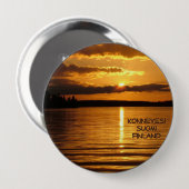 Badge Rond 10 Cm Bouton Coucher de soleil Konnevesi (Devant & derrière)