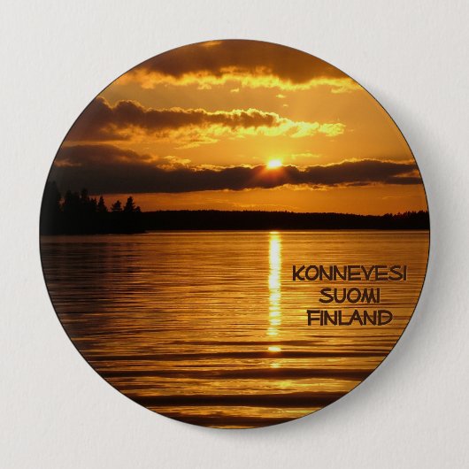 Badge Rond 10 Cm Bouton Coucher de soleil Konnevesi (Devant)