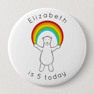 Badge Rond 10 Cm Bouton d'âge polaire et arc-en-ciel personnalisé