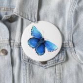 Badge Rond 10 Cm Bouton d'aquarelle bleu papillon (En situation)