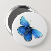 Badge Rond 10 Cm Bouton d'aquarelle bleu papillon (Devant & derrière)