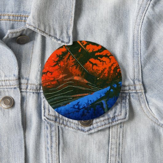 Badge Rond 10 Cm Bouton d'art Abstrait "Feu de marais 6" (En situation)