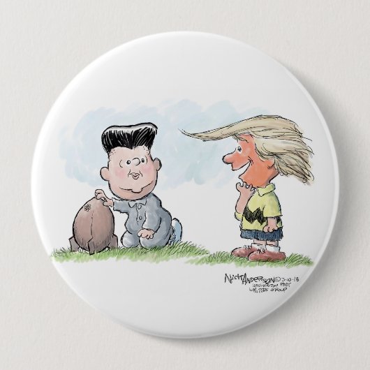Badge Rond 10 Cm Bouton d'atout et d'ONU de Kim Jong (Devant)