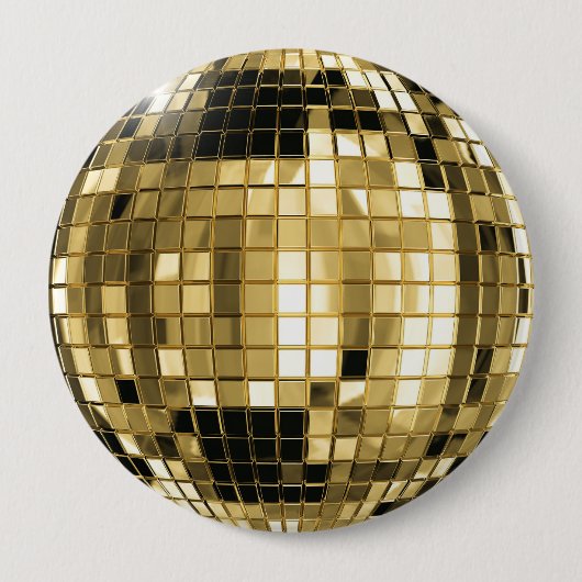 Badge Rond 10 Cm Bouton de boule de disco d'or de partie (Devant)