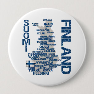 Badge Rond 10 Cm Bouton de CARTE de la FINLANDE