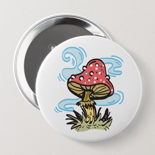 Badge Rond 10 Cm Bouton de champignon (Devant & derrière)
