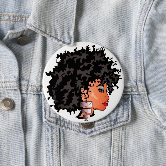 Badge Rond 10 Cm Bouton de CURLZ "LIZA" (En situation)