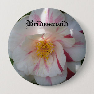 Badge Rond 10 Cm Bouton de demoiselle d'honneur de camélia