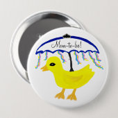 Badge Rond 10 Cm Bouton de douche à parapluie jaune canard (Devant & derrière)
