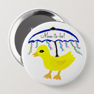 Badge Rond 10 Cm Bouton de douche à parapluie jaune canard