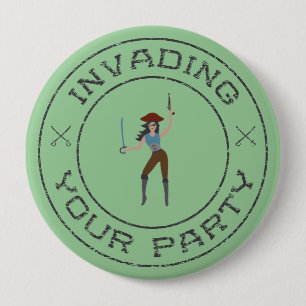 Badge Rond 10 Cm Bouton de fille de pirate
